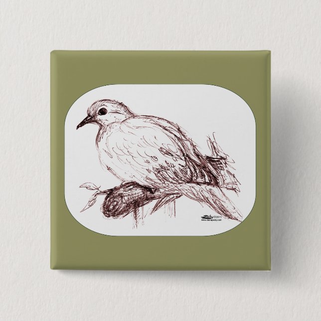 Mourning Dove Baby 2 Inch Square Button (Front)