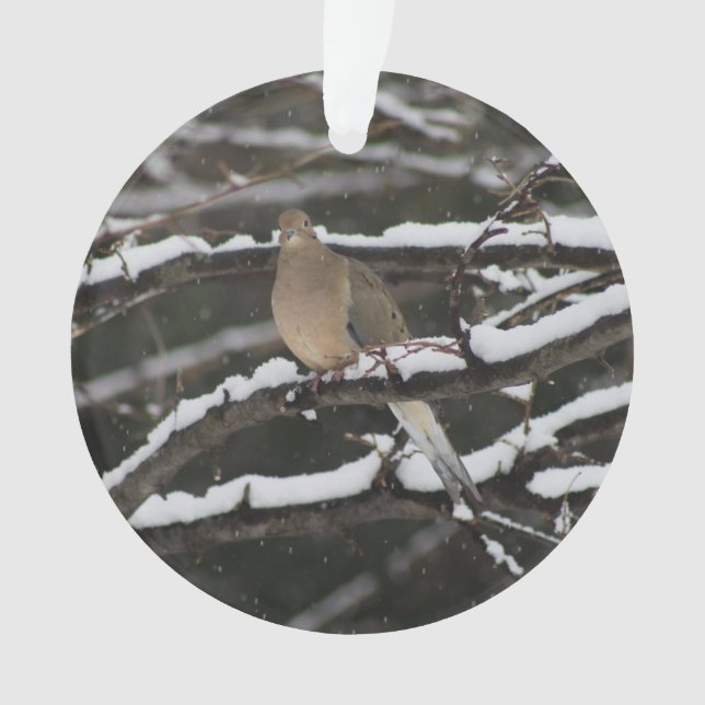 Mourning Dove in the snow ornament (Front)