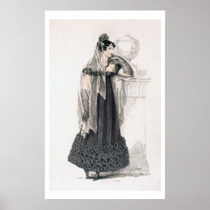 Mourning dress, fashion plate from Ackermann's Rep Poster
