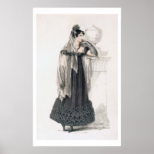 Mourning dress, fashion plate from Ackermann's Rep Poster