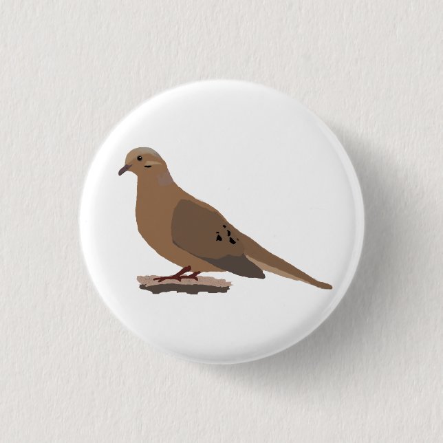Mourning, Love or Turtle Dove Digitally Drawn Bird 1 Inch Round Button (Front)