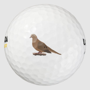 Mourning, Love or Turtle Dove Digitally Drawn Bird Golf Balls
