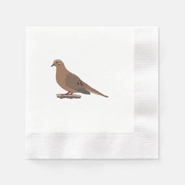 Mourning, Love or Turtle Dove Digitally Drawn Bird Napkin (Front)
