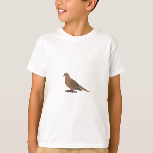 Mourning, Love or Turtle Dove Digitally Drawn Bird T-Shirt (Front)