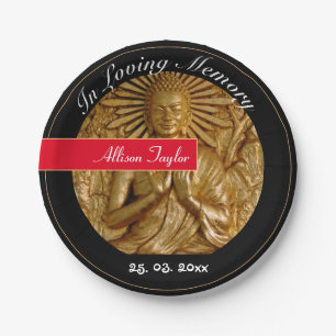 Mourning with Buddha Blessings / Memorial, Funeral Paper Plate