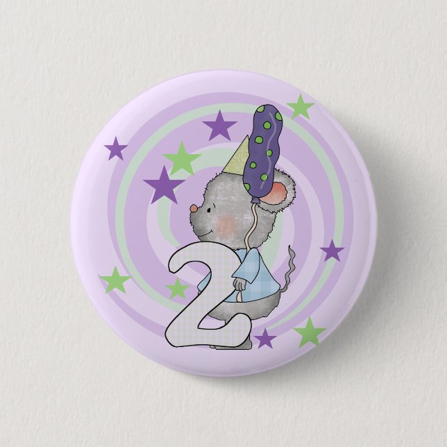Mouse 2nd Birthday T shirts and Gifts 2 Inch Round Button (Front)