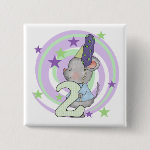 Mouse 2nd Birthday T shirts and Gifts 2 Inch Square Button