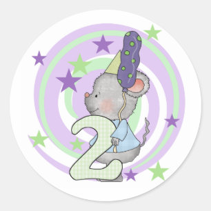 Mouse 2nd Birthday T shirts and Gifts Classic Round Sticker