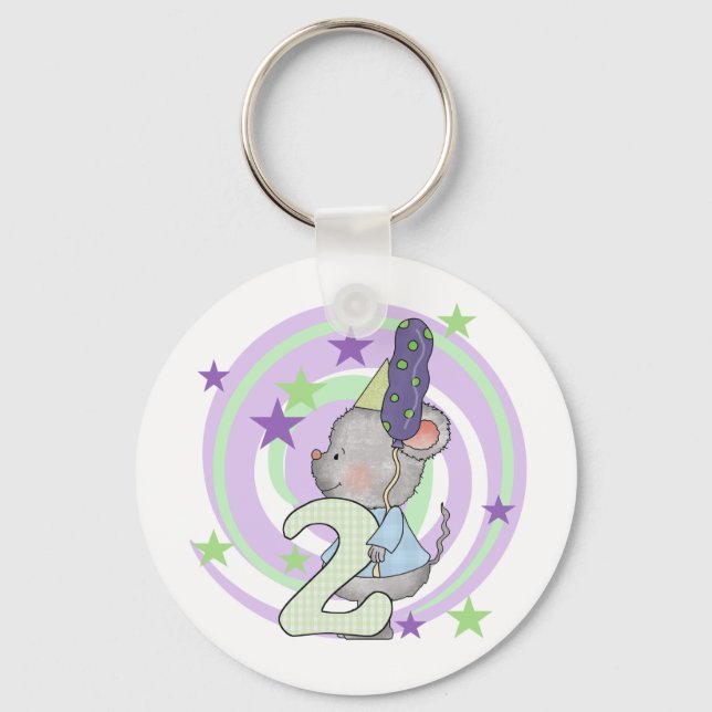 Mouse 2nd Birthday T shirts and Gifts Keychain (Front)