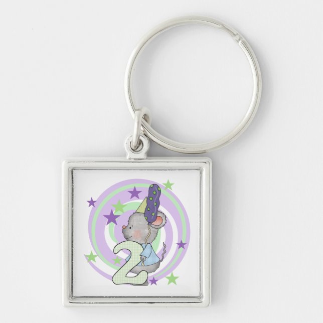 Mouse 2nd Birthday T shirts and Gifts Keychain (Front)
