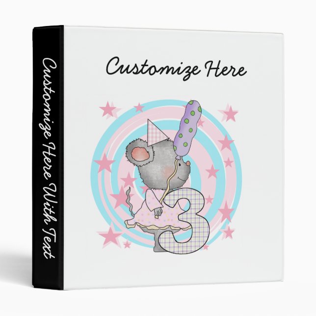 Mouse 3rd Birthday T-shirts and Gifts Binder (Front/Spine)