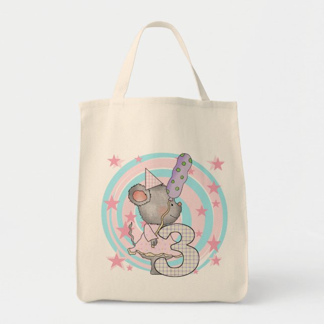 Mouse 3rd Birthday T-shirts and Gifts Tote Bag (Front)