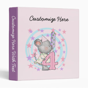 Mouse 4th birthday T-shirts and Gifts Binder
