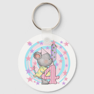 Mouse 4th birthday T-shirts and Gifts Keychain