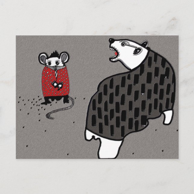 Mouse and a bear bully postcard (Front)