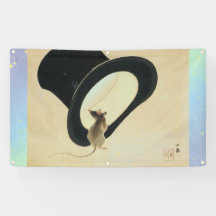 MOUSE AND A TOP HAT BANNER WITH GROMMETS