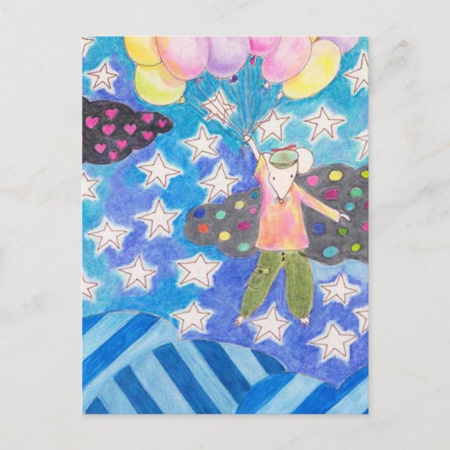 Mouse and Balloon Postcard (Front)