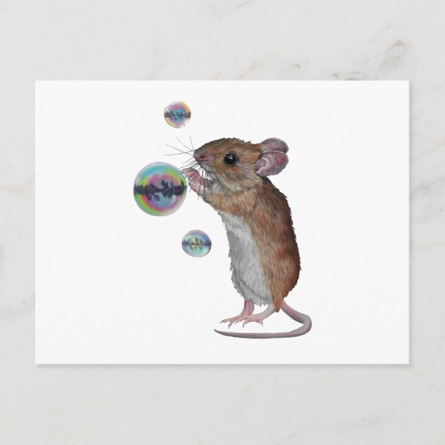 Mouse and Bubbles Announcement Postcard (Front)