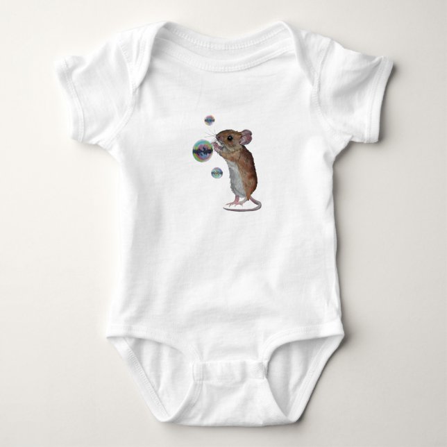 Mouse and bubbles baby bodysuit (Front)