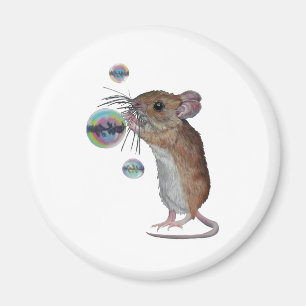 Mouse and bubbles fridge magnet
