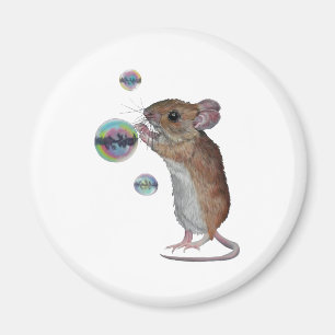 Mouse and bubbles fridge magnet