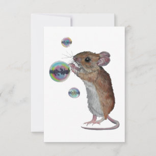 Mouse and Bubbles Postcard Style Note Card