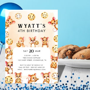 Mouse and Cookie Theme Birthday Party Invitation