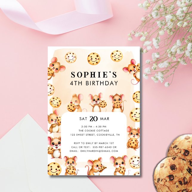 Mouse and Cookie Theme Birthday Party Invitation (Mouse and Cookie Theme Birthday Party)