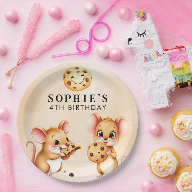 Mouse and Cookie Theme Birthday Party Paper Plate (Party)