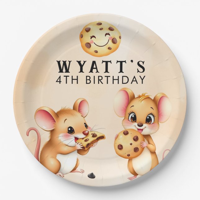 Mouse and Cookie Theme Birthday Party Paper Plate (Front)