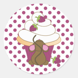 Mouse and Cupcake Classic Round Sticker