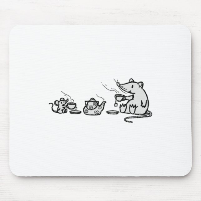 Mouse And Rat Have A Grand Tea Party Sticker  Mouse Pad (Front)