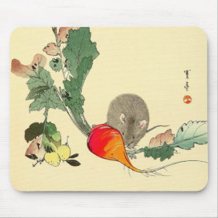 Mouse and Red Radish, Japanese Painting c.1800s Pad