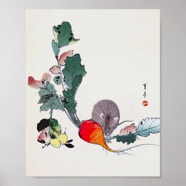 Mouse and Red Radish, Watanabe Seitei Poster (Front)