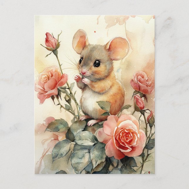 mouse and roses postcard (Front)