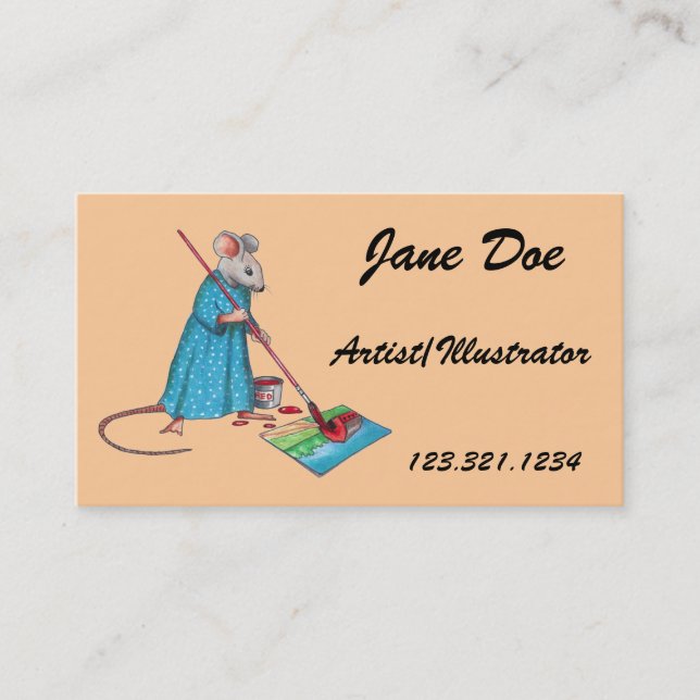 Mouse: Artist, Illustrator Business: Cute Drawing Business Card (Front)