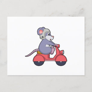 Mouse as Biker with Scooter.PNG Postcard