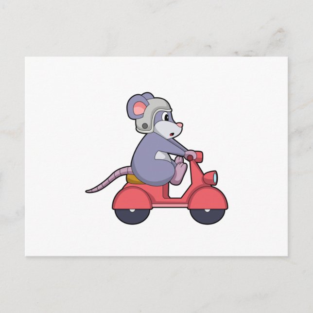 Mouse as Biker with Scooter.PNG Postcard (Front)