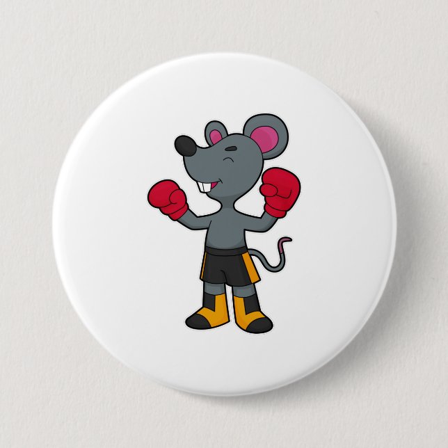 Mouse as Boxer with Boxing gloves 3 Inch Round Button (Front)