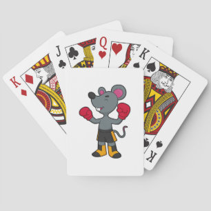 Mouse as Boxer with Boxing gloves Playing Cards