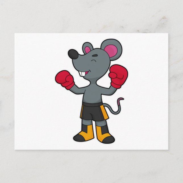 Mouse as Boxer with Boxing gloves Postcard (Front)