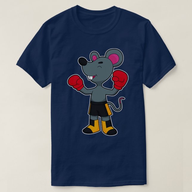 Mouse as Boxer with Boxing gloves T-Shirt (Design Front)