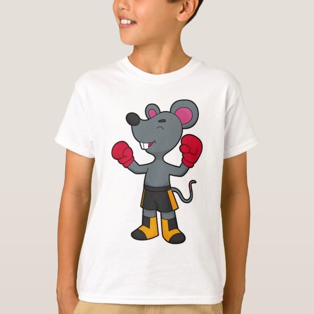 Mouse as Boxer with Boxing gloves T-Shirt (Front)