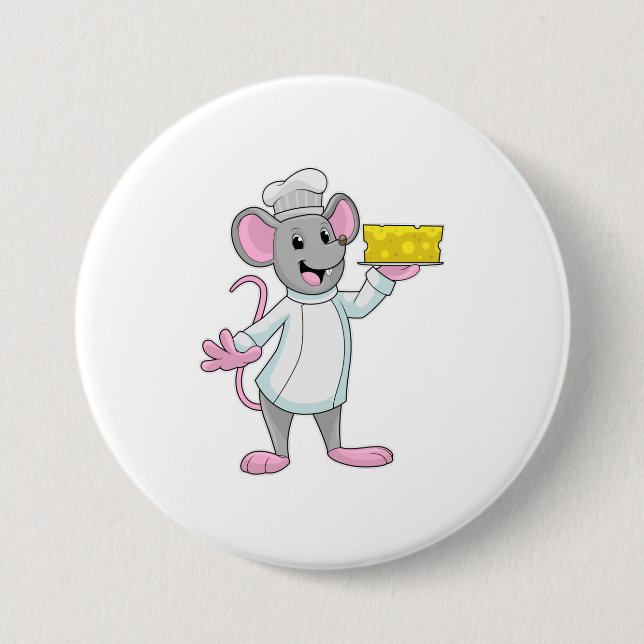Mouse as Cook with Cheese 3 Inch Round Button (Front)
