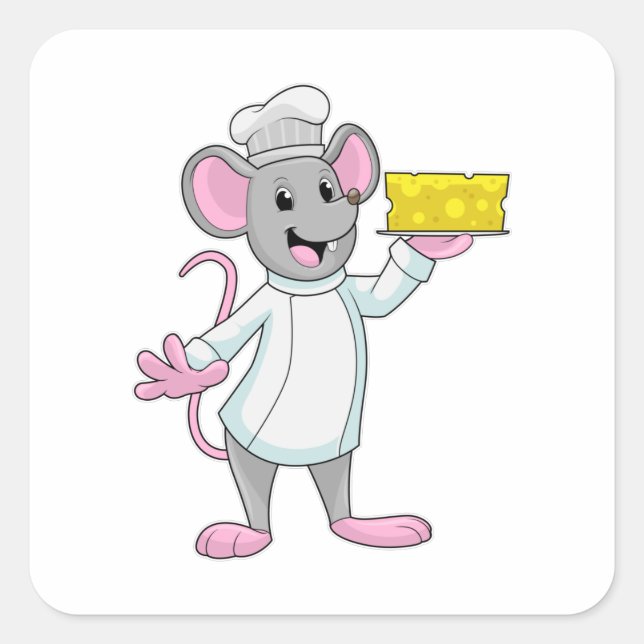 Mouse as Cook with Cheese Square Sticker (Front)