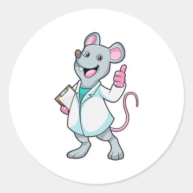Mouse as Doctor with Doctor's coat Classic Round Sticker (Front)