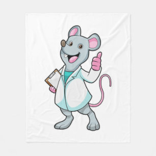 Mouse as Doctor with Doctor's coat Fleece Blanket
