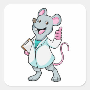 Mouse as Doctor with Doctor's coat Square Sticker
