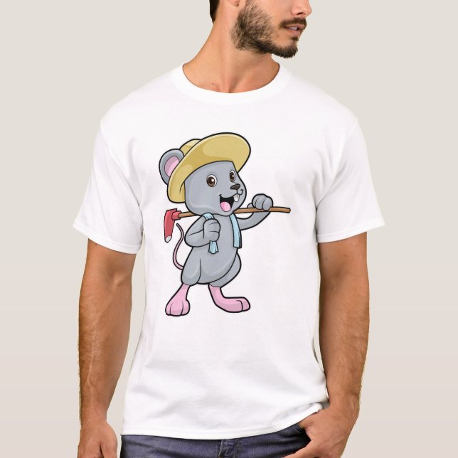 Mouse as Farmer with Axe & Hat T-Shirt (Front)