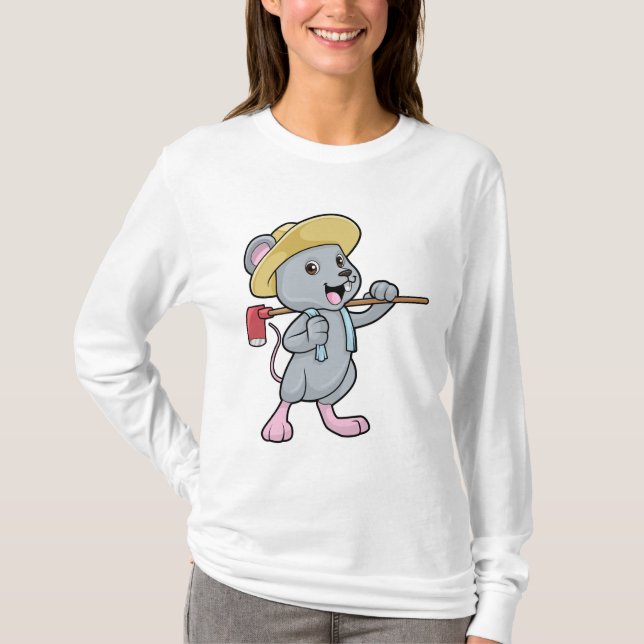 Mouse as Farmer with Axe & Hat T-Shirt (Front)